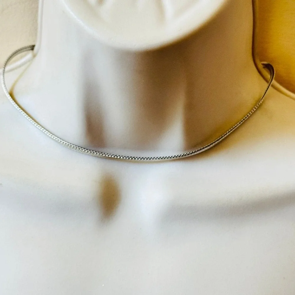 Givenchy Signed Choker Logo Necklace Silver Modernist Chain 18